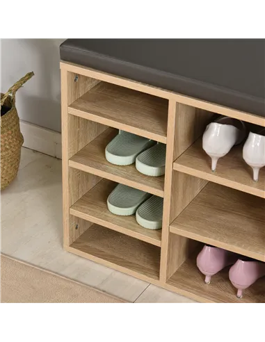 HOMCOM Multi-Storage Shoe Rack w/ 14 Compartments Cushion Moving Shelves Solid Frame Foot Pads Home Office Tidy Organisation Boo