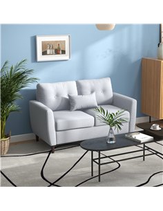 HOMCOM 2 Seater Sofa with Spring Cushion, Fabric Sofa with Wooden Legs, Modern Love Seat for Living Room, 140cm Width Tufted Cou 2