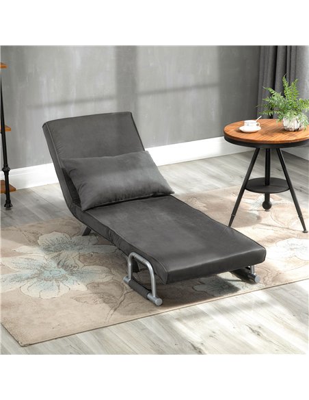 HOMCOM 4-in-1 Faux Suede Chair Bed - Grey