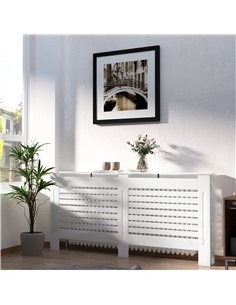 HOMCOM Radiator Cover, Modern MDF White Painted Cabinet with Horizontal Slats for Living Room, Bedroom, 172L x 19W x 81H cm 2