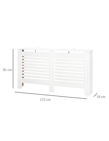 HOMCOM Radiator Cover, Modern MDF White Painted Cabinet with Horizontal Slats for Living Room, Bedroom, 172L x 19W x 81H cm