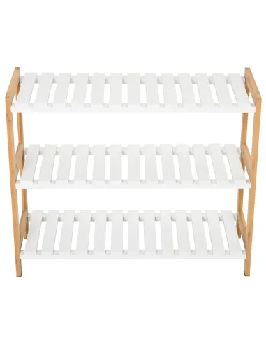 HOMCOM 3-Tier Shoe Rack Wood Frame Slatted Shelves Spacious Open Hygienic Storage Home Hallway Furniture Family Guests 70L x 26W