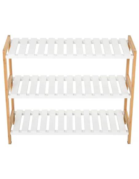 HOMCOM 3-Tier Shoe Rack Wood Frame Slatted Shelves Spacious Open Hygienic Storage Home Hallway Furniture Family Guests 70L x 26W
