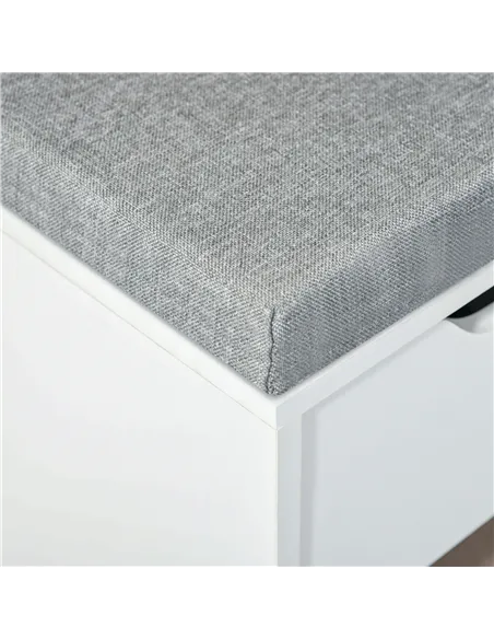 HOMCOM Shoe Storage Bench with Cushion - White