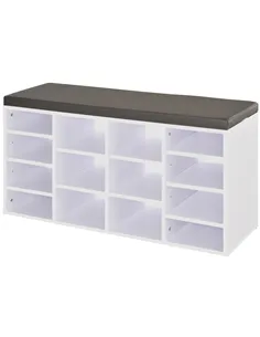 HOMCOM Multi-Storage Shoe Rack w/ 14 Compartments Cushion Moving Shelves Solid Frame Foot Pads Home Office Tidy Organisation Boo