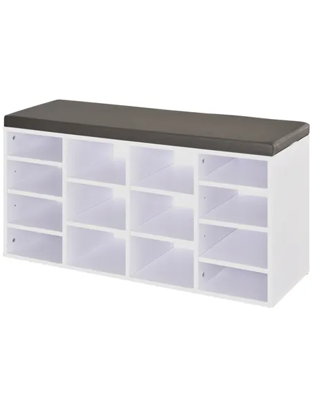 HOMCOM Multi-Storage Shoe Rack w/ 14 Compartments Cushion Moving Shelves Solid Frame Foot Pads Home Office Tidy Organisation Boo