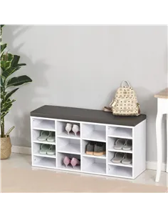 HOMCOM Multi-Storage Shoe Rack w/ 14 Compartments Cushion Moving Shelves Solid Frame Foot Pads Home Office Tidy Organisation Boo 2