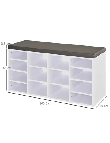 HOMCOM Multi-Storage Shoe Rack w/ 14 Compartments Cushion Moving Shelves Solid Frame Foot Pads Home Office Tidy Organisation Boo