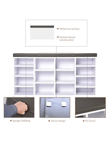 HOMCOM Multi-Storage Shoe Rack w/ 14 Compartments Cushion Moving Shelves Solid Frame Foot Pads Home Office Tidy Organisation Boo