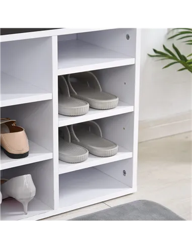 HOMCOM Multi-Storage Shoe Rack w/ 14 Compartments Cushion Moving Shelves Solid Frame Foot Pads Home Office Tidy Organisation Boo