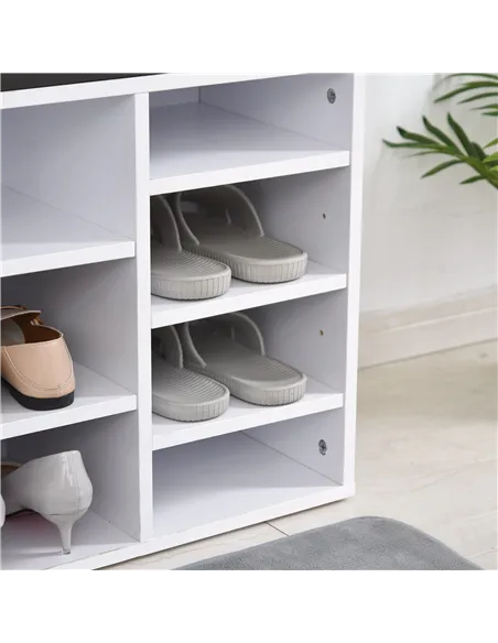 HOMCOM Multi-Storage Shoe Rack w/ 14 Compartments Cushion Moving Shelves Solid Frame Foot Pads Home Office Tidy Organisation Boo