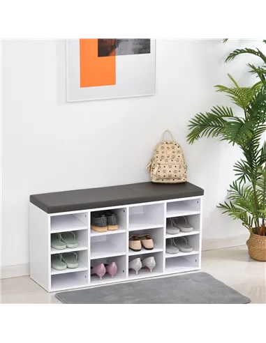 HOMCOM Multi-Storage Shoe Rack w/ 14 Compartments Cushion Moving Shelves Solid Frame Foot Pads Home Office Tidy Organisation Boo