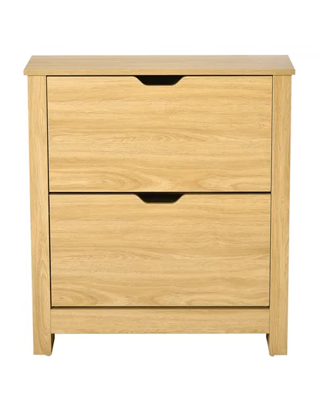 HOMCOM Narrow Shoe Cabinet, Space Saving Shoe Storage Cabinet with 2 Flip Drawers and Adjustable Shelves for 6-12 Pairs of Shoes