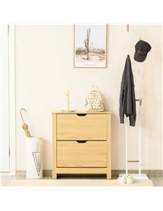 HOMCOM Narrow Shoe Cabinet, Space Saving Shoe Storage Cabinet with 2 Flip Drawers and Adjustable Shelves for 6-12 Pairs of Shoes 2