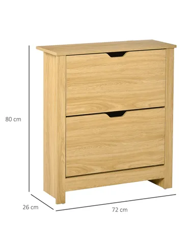HOMCOM Narrow Shoe Cabinet, Space Saving Shoe Storage Cabinet with 2 Flip Drawers and Adjustable Shelves for 6-12 Pairs of Shoes