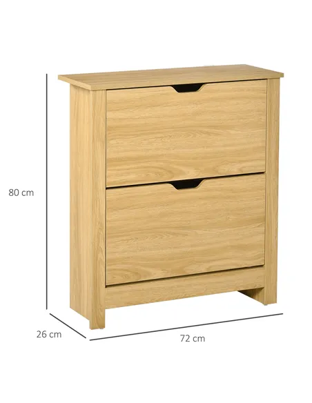 HOMCOM Narrow Shoe Cabinet, Space Saving Shoe Storage Cabinet with 2 Flip Drawers and Adjustable Shelves for 6-12 Pairs of Shoes