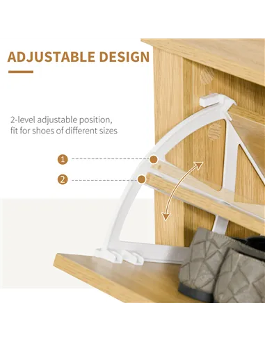 HOMCOM Narrow Shoe Cabinet, Space Saving Shoe Storage Cabinet with 2 Flip Drawers and Adjustable Shelves for 6-12 Pairs of Shoes