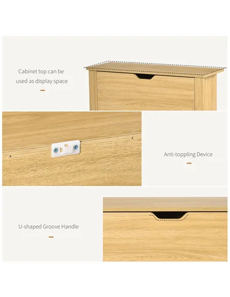 HOMCOM Narrow Shoe Cabinet, Space Saving Shoe Storage Cabinet with 2 Flip Drawers and Adjustable Shelves for 6-12 Pairs of Shoes