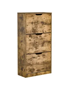 HOMCOM Industrial Shoe Cabinet with 3 Flip Drawers, Narrow Shoe Storage Cabinet for 18 Pairs, Freestanding Slim Shoe Storage Org