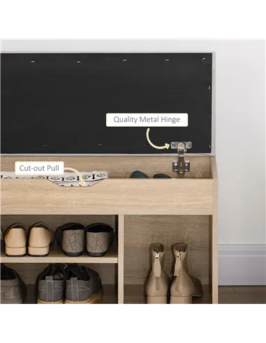 HOMCOM Shoes Cabinet Bench Hidden Storage Padded Seat Organiser Footwear Rack Hallway Oak Tone