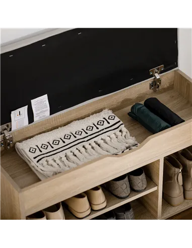 HOMCOM Shoes Cabinet Bench Hidden Storage Padded Seat Organiser Footwear Rack Hallway Oak Tone