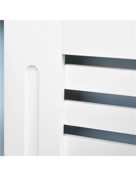 HOMCOM Radiator Cover, Modern MDF White Painted Cabinet with Horizontal Slats for Living Room, Bedroom, 172L x 19W x 81H cm