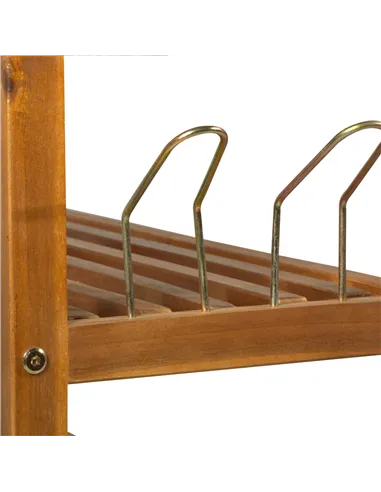 HOMCOM 5-Tier Shoe Rack, Acacia Wooden Shoe Storage Organiser with Hangers, Holds up to 19 Pairs, for Entryway, Living Room, 64 