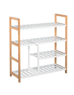HOMCOM 4 Tier Shoe Racks Storage Stand Shelf Organizer Wood Frame 78 x 68 x 26 cm Hallway Furniture