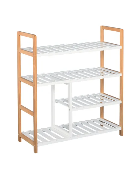 HOMCOM 4 Tier Shoe Racks Storage Stand Shelf Organizer Wood Frame 78 x 68 x 26 cm Hallway Furniture