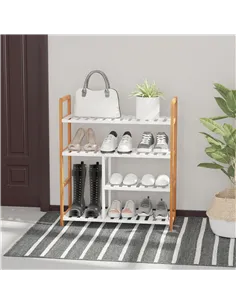HOMCOM 4 Tier Shoe Racks Storage Stand Shelf Organizer Wood Frame 78 x 68 x 26 cm Hallway Furniture 2