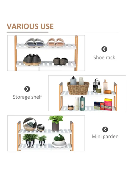 HOMCOM 4 Tier Shoe Racks Storage Stand Shelf Organizer Wood Frame 78 x 68 x 26 cm Hallway Furniture