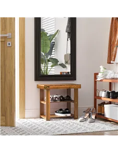 HOMCOM Acacia Wood Shoe Bench,  3-Tier Shoe Storage Rack, Hallway Organizer Shelf, for Entryway, Living Room, Bedroom, 50 x 28 x 2