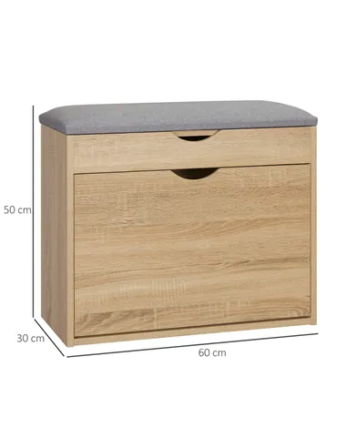 HOMCOM Shoe Bench with Cushion for 4 Pair of Shoes, Storage Bench with Padded Seat, Flip-up Cabinet and Hidden Space for Entrywa