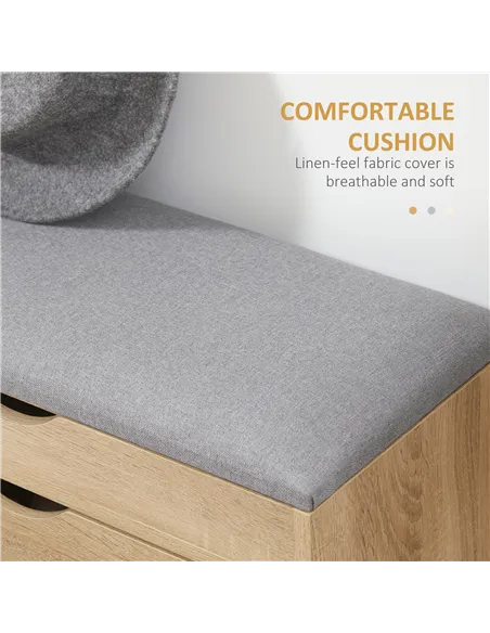 HOMCOM Shoe Bench with Cushion for 4 Pair of Shoes, Storage Bench with Padded Seat, Flip-up Cabinet and Hidden Space for Entrywa