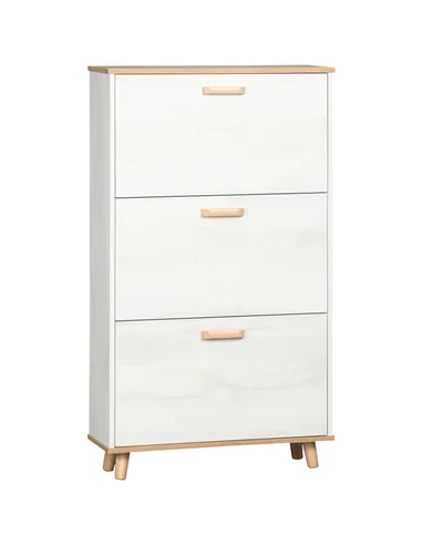 HOMCOM Narrow Shoe Cabinet, Slim Shoe Storage Cabinet with 3 Flip Drawers and Adjustable Shelves, 12 Pair of Shoes Organizer for