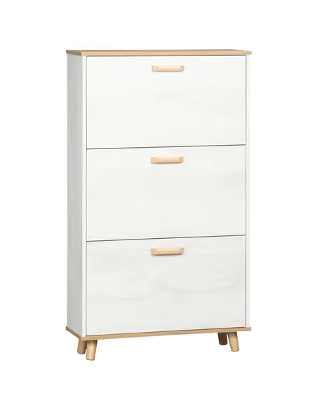 HOMCOM Narrow Shoe Cabinet, Slim Shoe Storage Cabinet with 3 Flip Drawers and Adjustable Shelves, 12 Pair of Shoes Organizer for