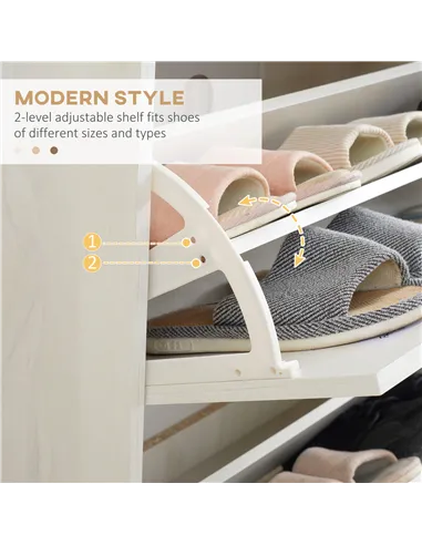 HOMCOM Narrow Shoe Cabinet, Slim Shoe Storage Cabinet with 3 Flip Drawers and Adjustable Shelves, 12 Pair of Shoes Organizer for