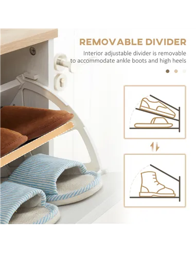 HOMCOM Narrow Shoe Cabinet, Slim Shoe Storage Cabinet with 3 Flip Drawers and Adjustable Shelves, 12 Pair of Shoes Organizer for