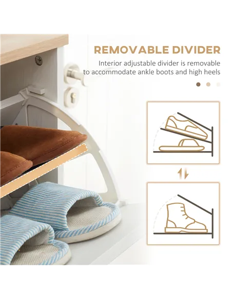 HOMCOM Narrow Shoe Cabinet, Slim Shoe Storage Cabinet with 3 Flip Drawers and Adjustable Shelves, 12 Pair of Shoes Organizer for