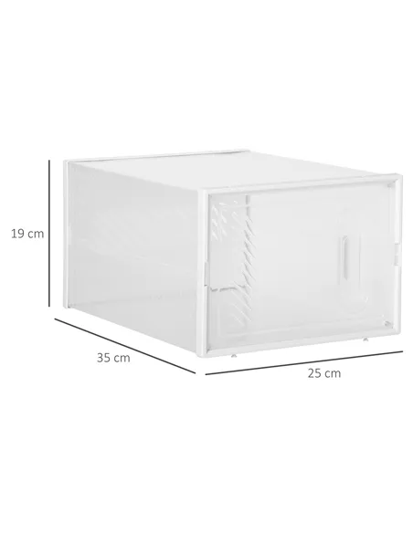 HOMCOM 18PCS Clear Shoe Box, Plastic Stackable Shoe Storage Box for UK/EU Size up to 8.5/43 with Magnetic Door for Women/Men, 25