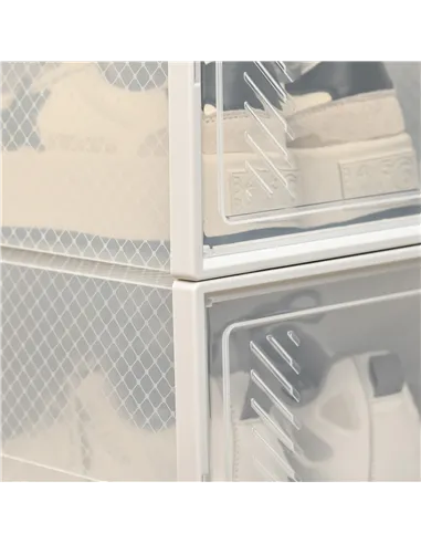 HOMCOM 18PCS Clear Shoe Box, Plastic Stackable Shoe Storage Box for UK/EU Size up to 8.5/43 with Magnetic Door for Women/Men, 25