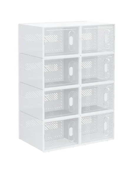 HOMCOM 8PCS Clear Shoe Box, Plastic Stackable Shoe Storage Box for UK/EU Size up to 8.5/43 with Magnetic Door for Women/Men, 25 