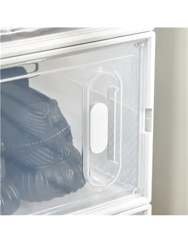 HOMCOM 8PCS Clear Shoe Box, Plastic Stackable Shoe Storage Box for UK/EU Size up to 8.5/43 with Magnetic Door for Women/Men, 25 