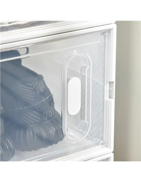 HOMCOM 8PCS Clear Shoe Box, Plastic Stackable Shoe Storage Box for UK/EU Size up to 8.5/43 with Magnetic Door for Women/Men, 25 