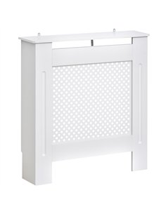 HOMCOM Wooden Radiator Cover Heating Cabinet Modern Home Furniture Grill Style  White Painted (Small)