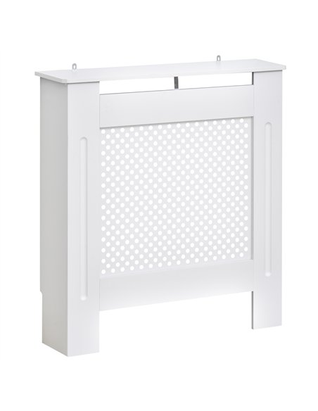 HOMCOM Wooden Radiator Cover Heating Cabinet Modern Home Furniture Grill Style  White Painted (Small)