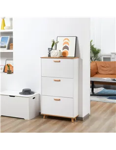 HOMCOM Narrow Shoe Cabinet, Slim Shoe Storage Cabinet with 3 Flip Drawers and Adjustable Shelves, 12 Pair of Shoes Organizer for 2