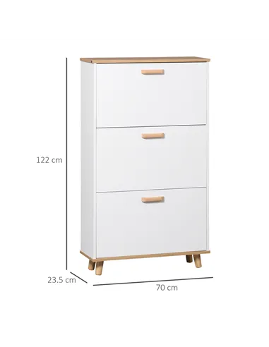 HOMCOM Narrow Shoe Cabinet, Slim Shoe Storage Cabinet with 3 Flip Drawers and Adjustable Shelves, 12 Pair of Shoes Organizer for