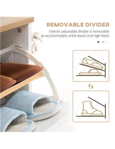 HOMCOM Narrow Shoe Cabinet, Slim Shoe Storage Cabinet with 3 Flip Drawers and Adjustable Shelves, 12 Pair of Shoes Organizer for