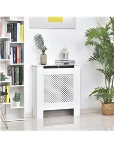 HOMCOM Wooden Radiator Cover Heating Cabinet Modern Home Furniture Grill Style  White Painted (Small) 2